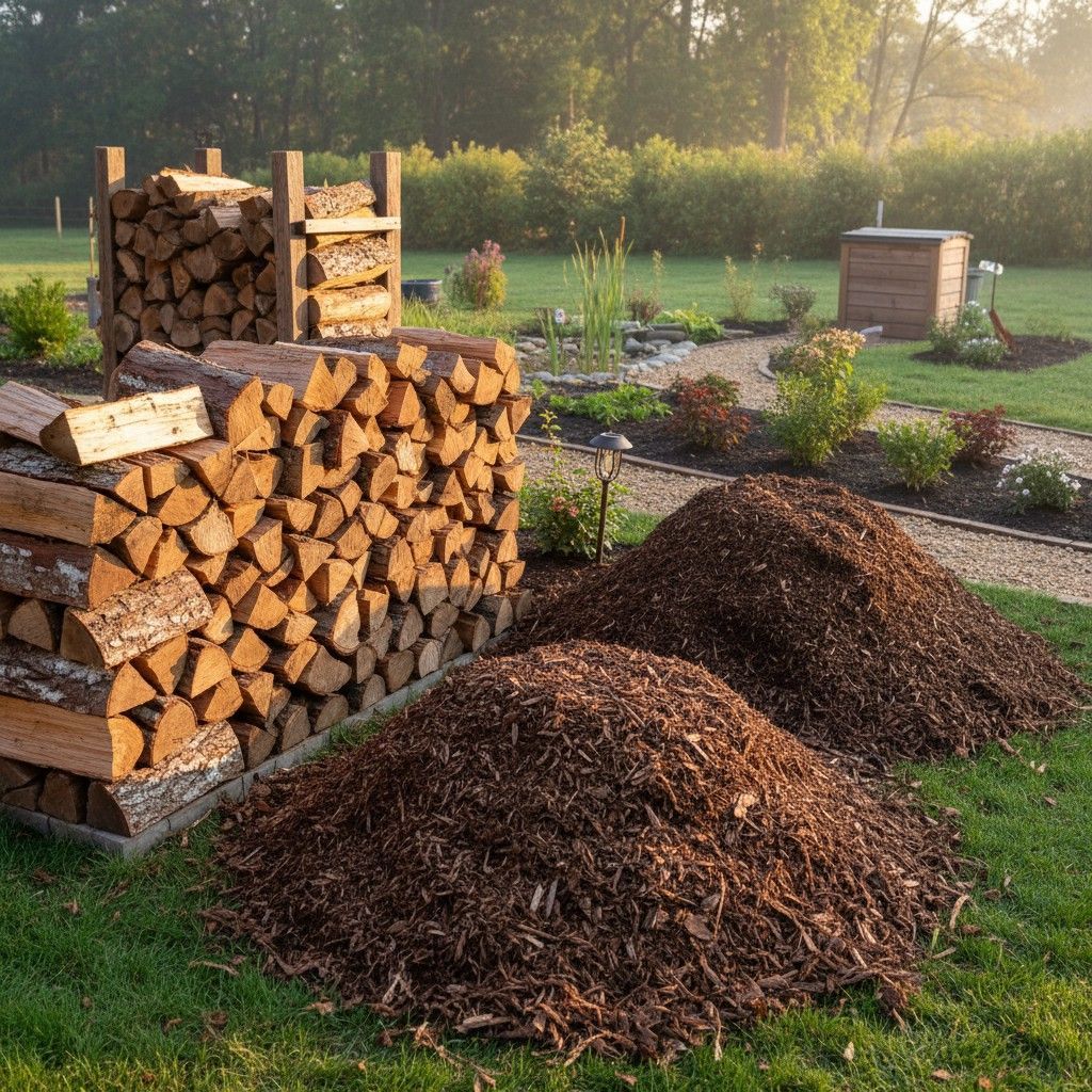 Seasoned hardwood firewood stacked and ready for delivery in Maryland.