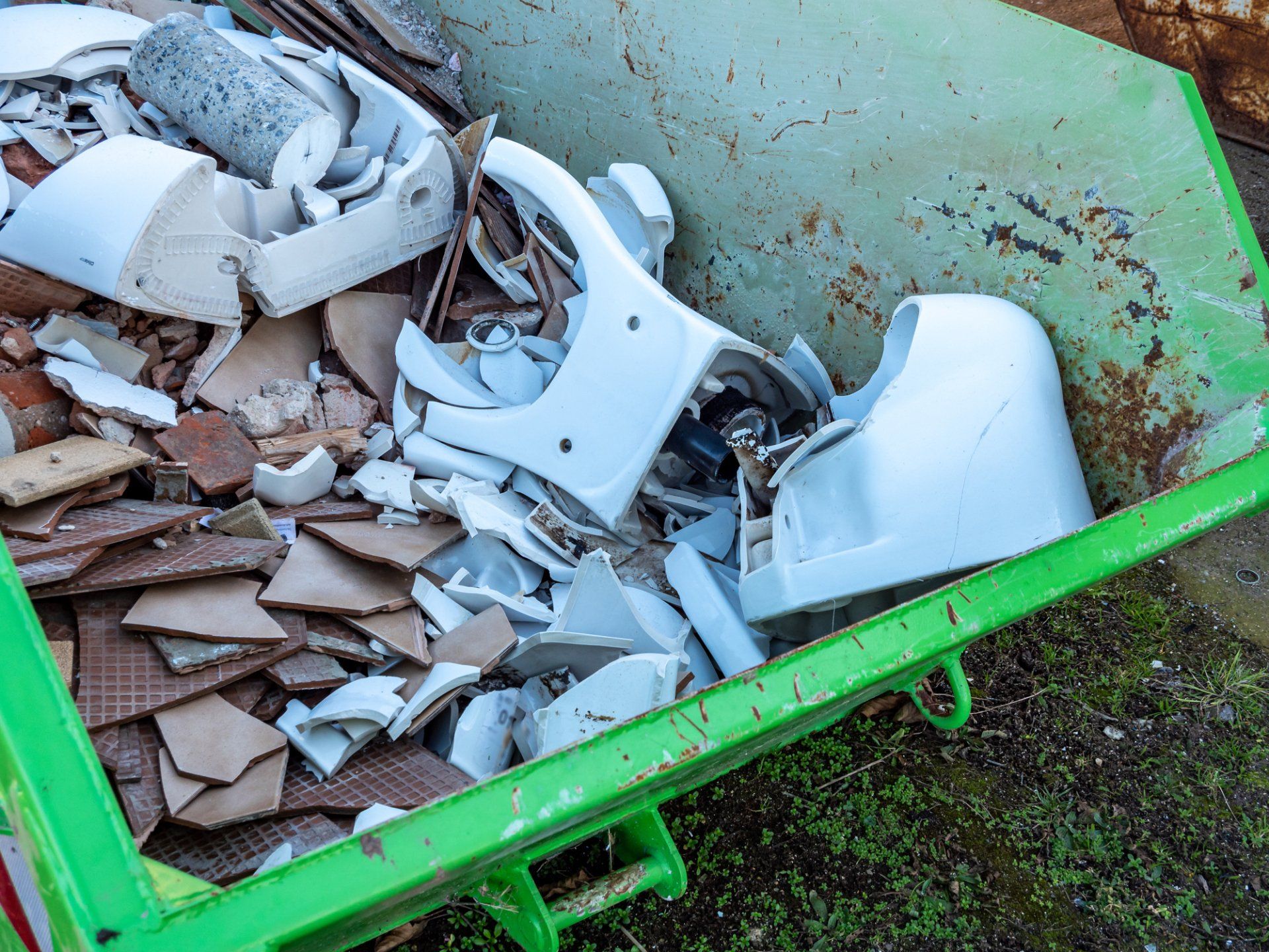 Construction Waste in Dumping Container