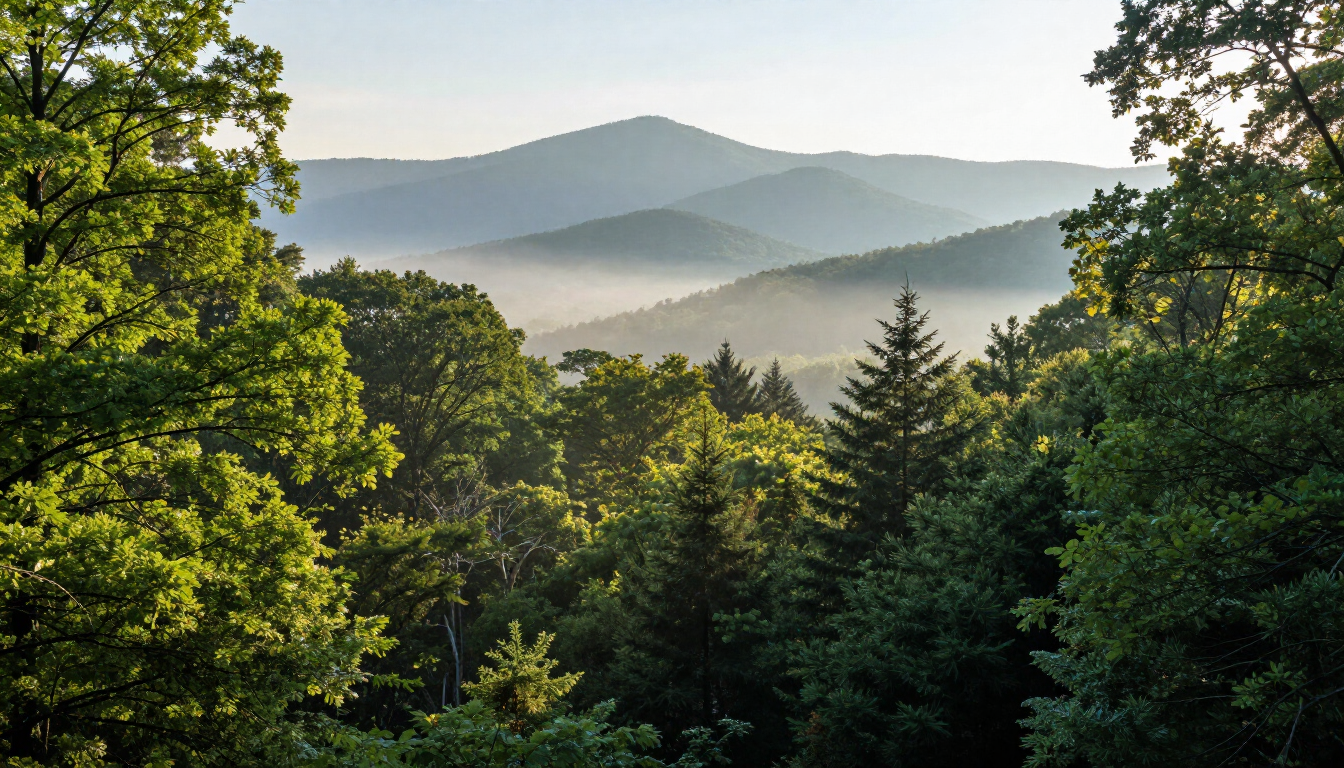 Healthy trees in the Asheville, NC landscape.