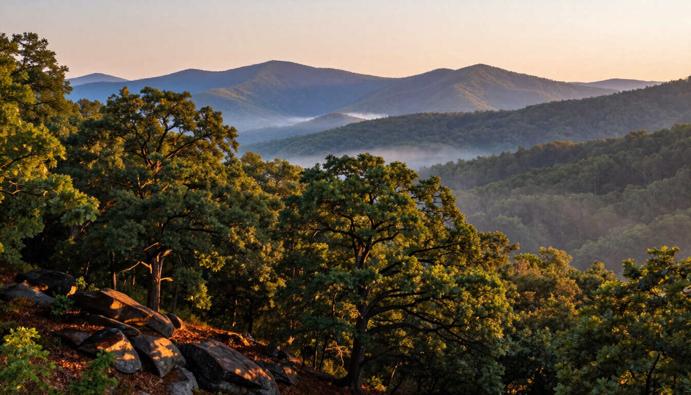 Healthy trees in Western North Carolina landscape