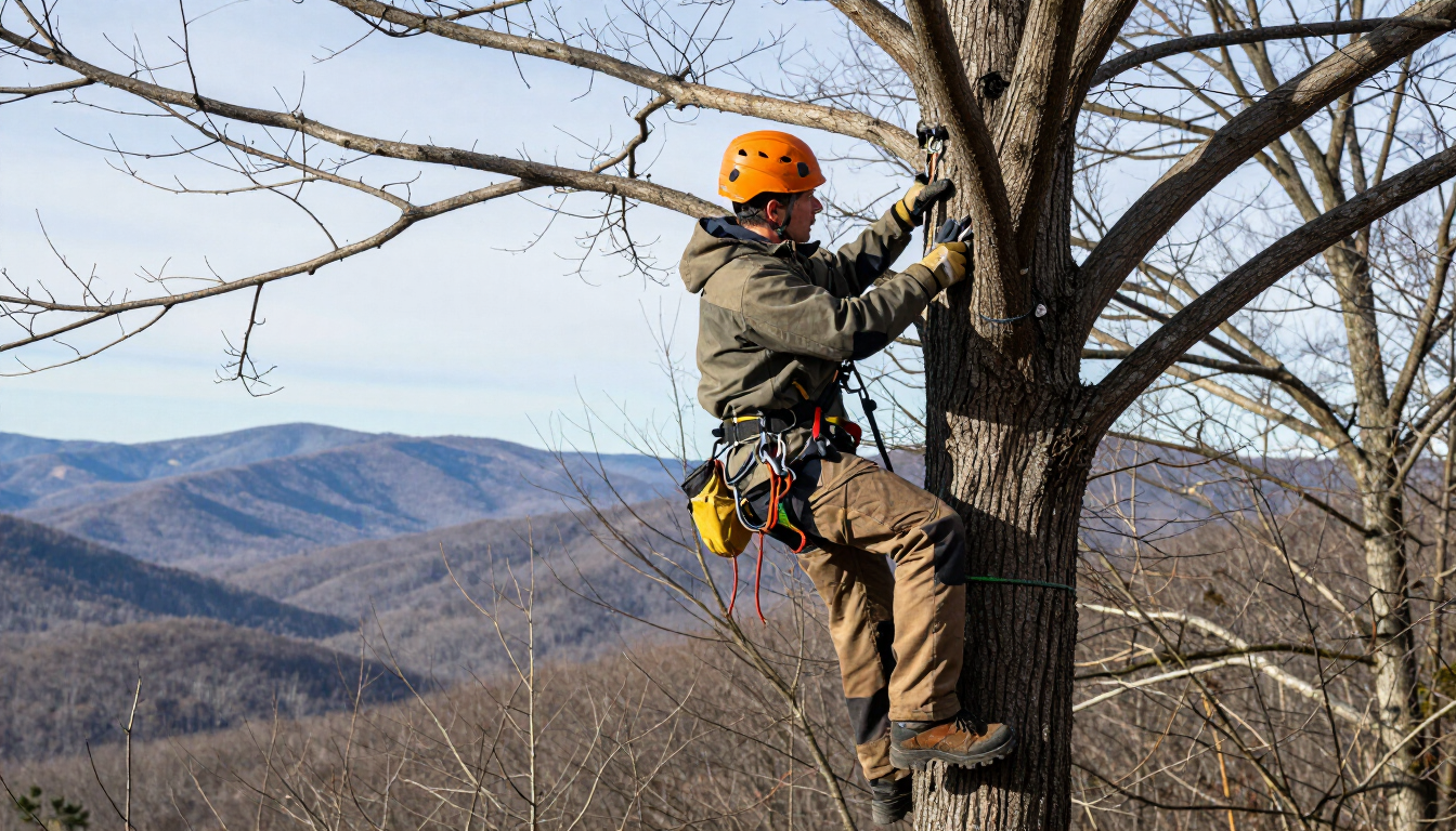 Winter tree pruning in Asheville helps arborists see branch structure and protect tree health.
