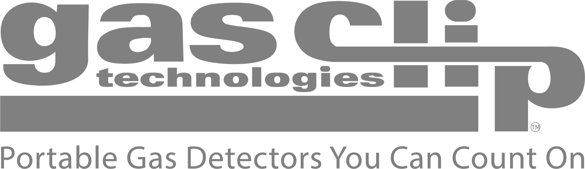Gas Clip Technologies logo with text: Portable Gas Detectors You Can Count On. Blue and gold colors.