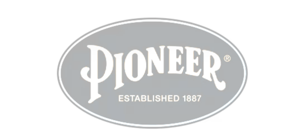 Logo for Pioneer, featuring the brand name and
