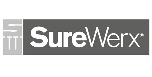 SureWerx logo: gray rectangle with white text 