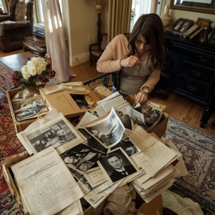 Person searching through family photos and documents in Franklin TN home