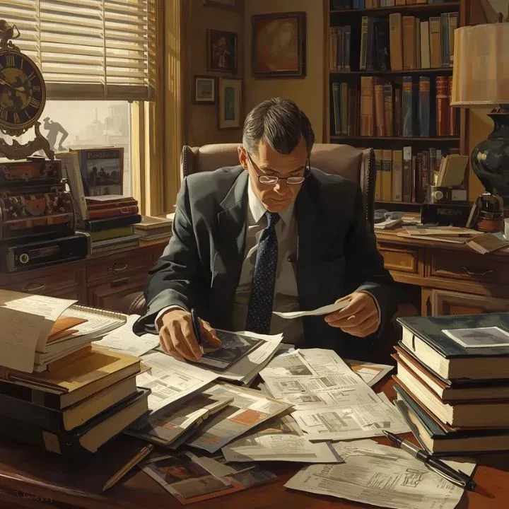 Licensed private investigator Franklin TN reviewing case documentation in professional office