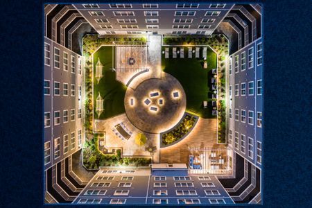 Birds eye view of courtyard at The Q.