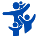 A blue icon of two people holding a baby.