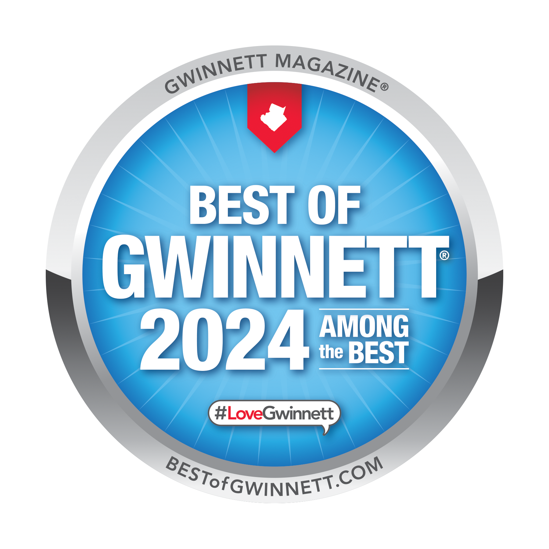 A badge that says best of gwinnett 2024 among the best
