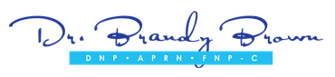 A handwritten logo for dr. brandy brown on a white background
