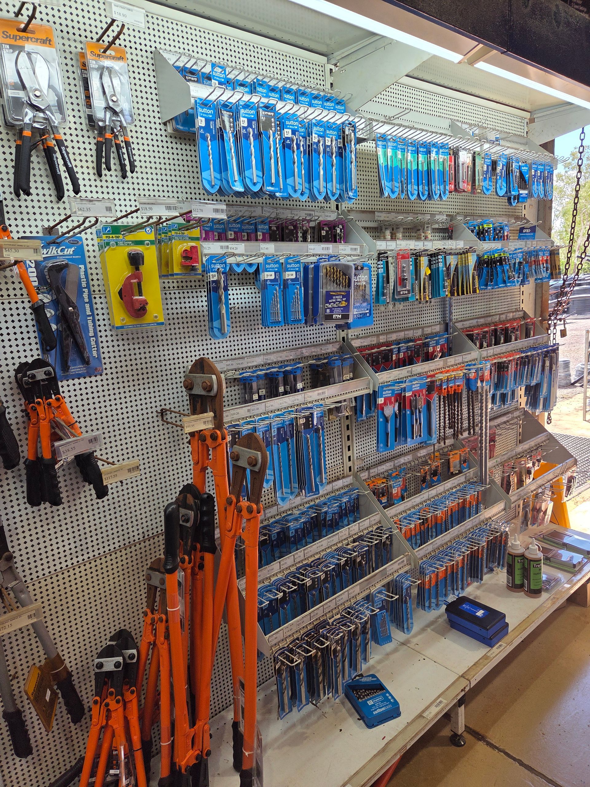 A Retail Display Shelf Filled With Various Hand Tools — Humpty Doo Hardware in Humpty Doo, NT