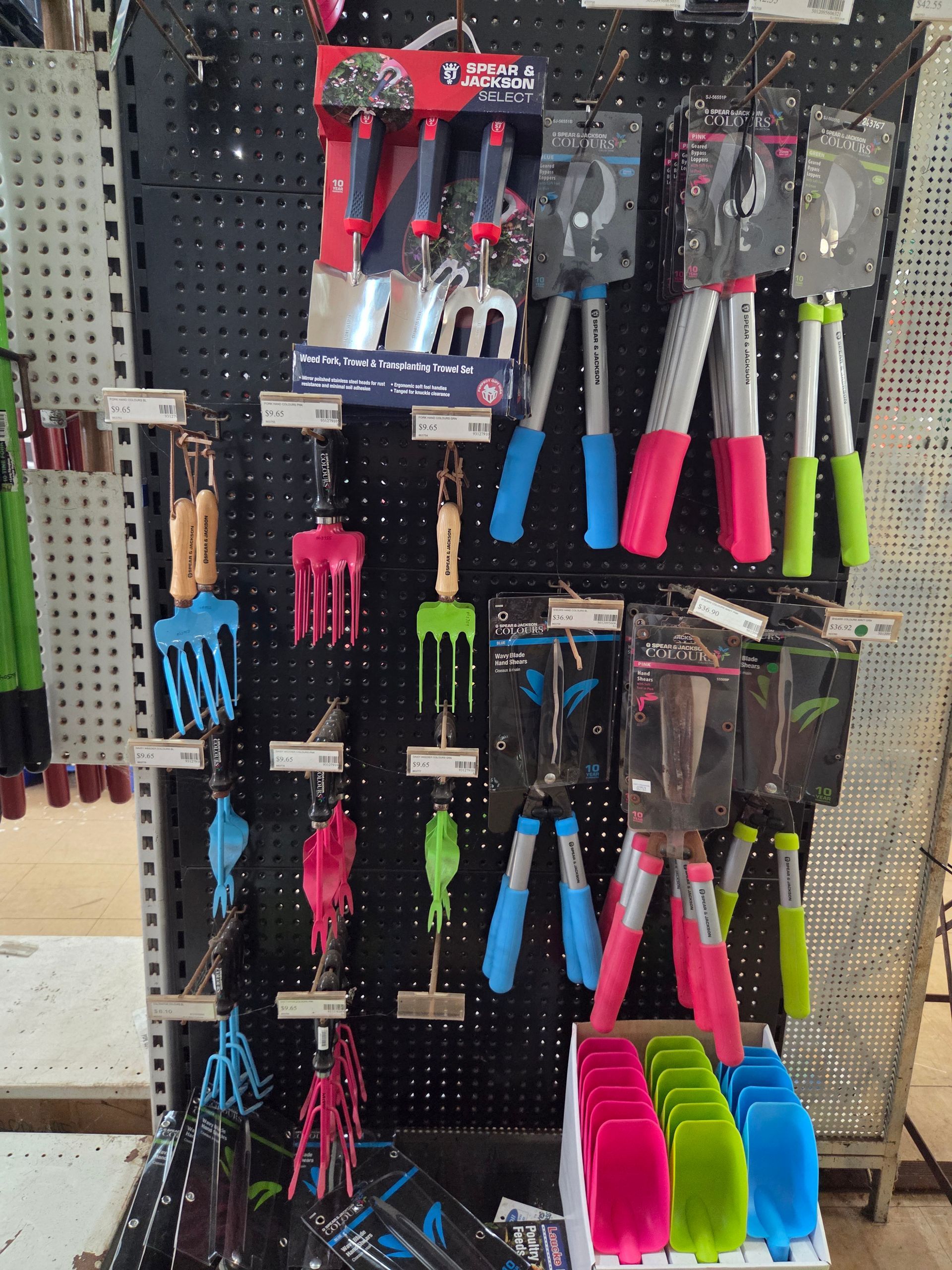 A Retail Display of Colourful Garden Hand Tools — Humpty Doo Hardware in Humpty Doo, NT