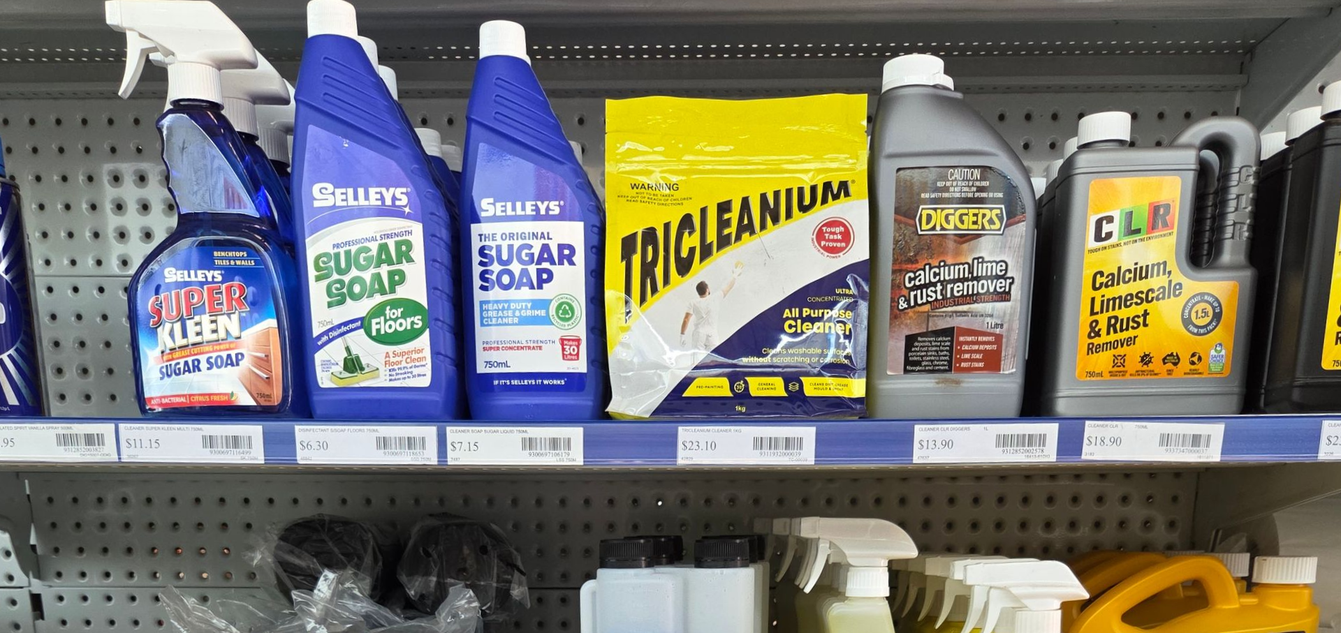 Cleaning Supplies on Two Shelves in a Retail Store — Humpty Doo Hardware in Humpty Doo, NT