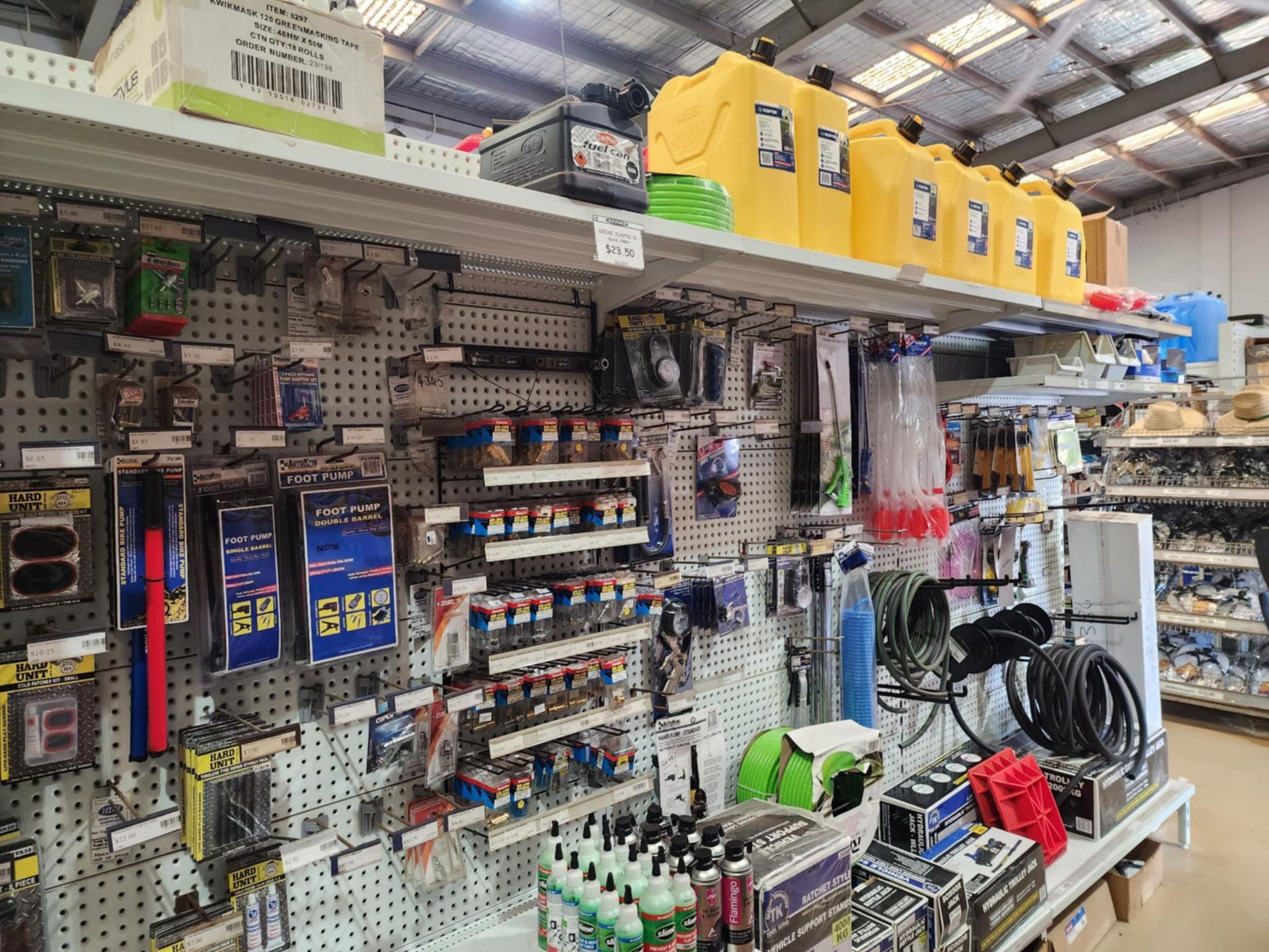 Pegboard Shelves Displaying Various Automotive and Hardware Supplies — Humpty Doo Hardware in Humpty Doo, NT