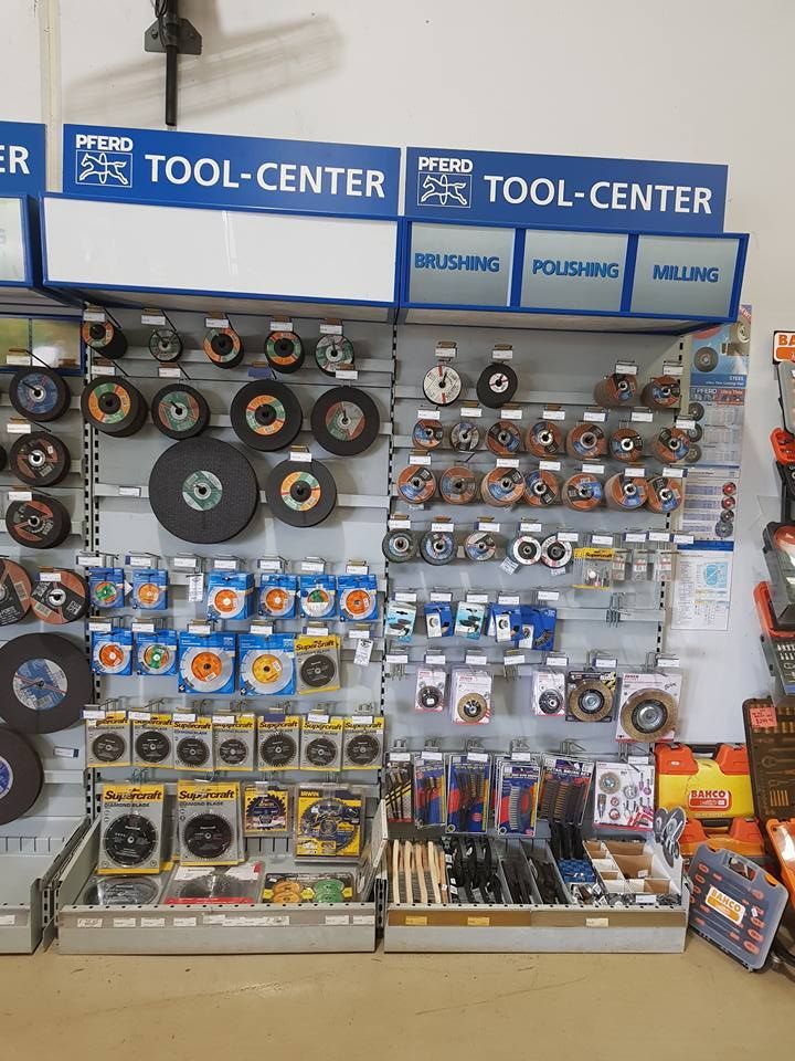 Retail Display Wall Featuring a Pferd Tool-center — Humpty Doo Hardware in Humpty Doo, NT