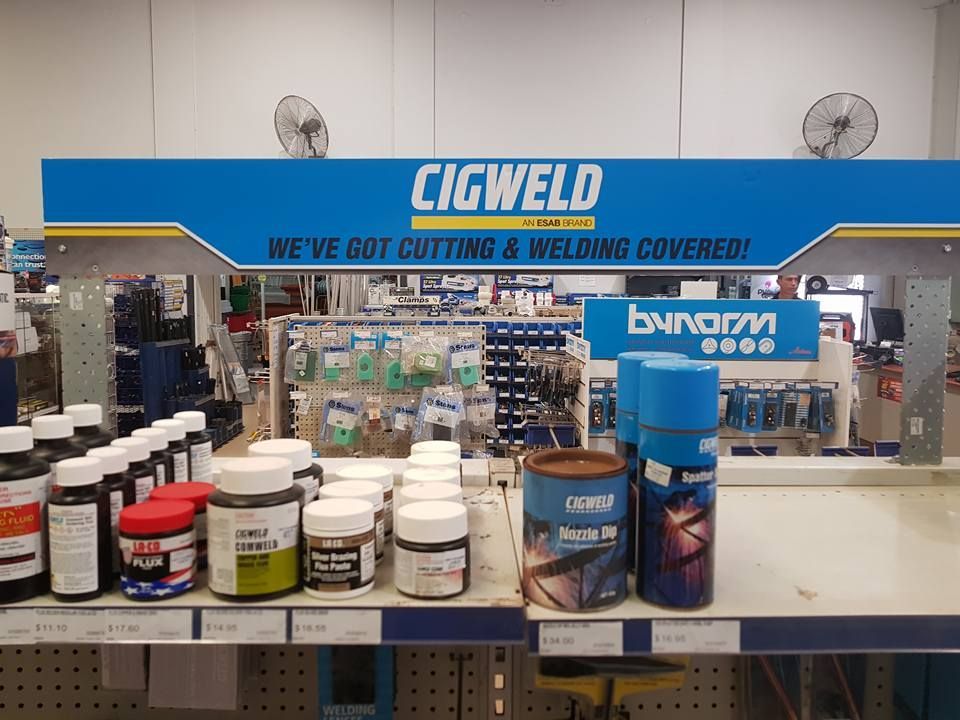 A Retail Store Shelf Featuring Various Welding Supplies — Humpty Doo Hardware in Humpty Doo, NT