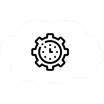 Cloud with gear icon, depicting time management and settings.