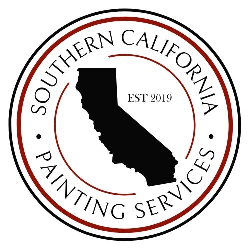 The logo for southern california painting services is black and white.