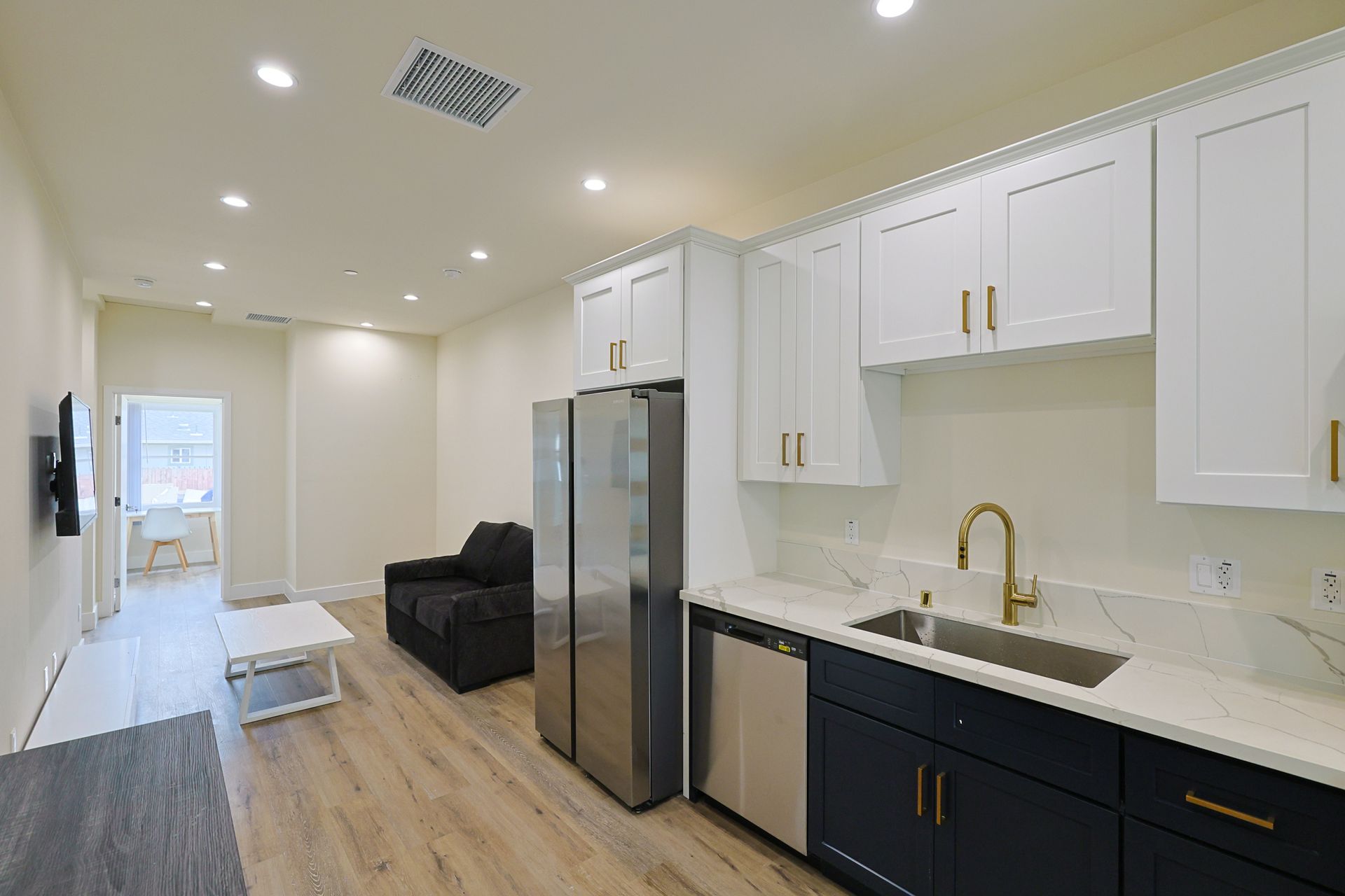 this image shows a small kitchen area of a small house