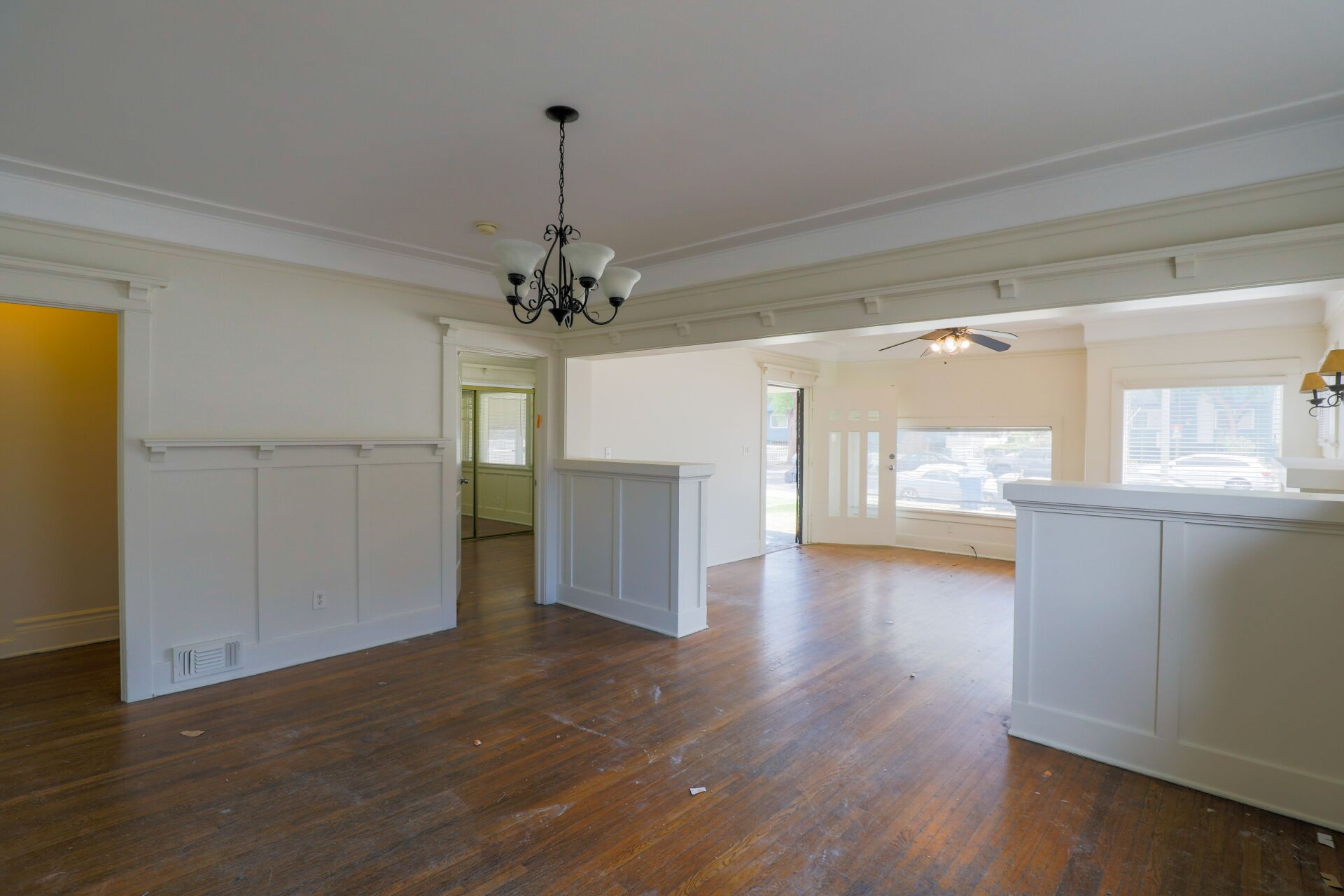 This image shows the huge room with white theme