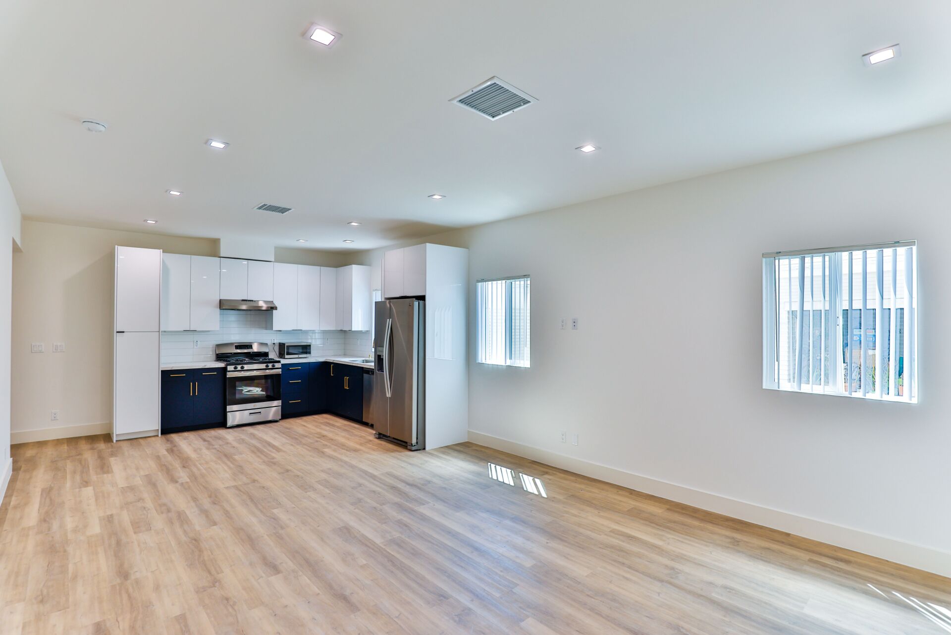 this image shows an small area of kitchen with brown and white background