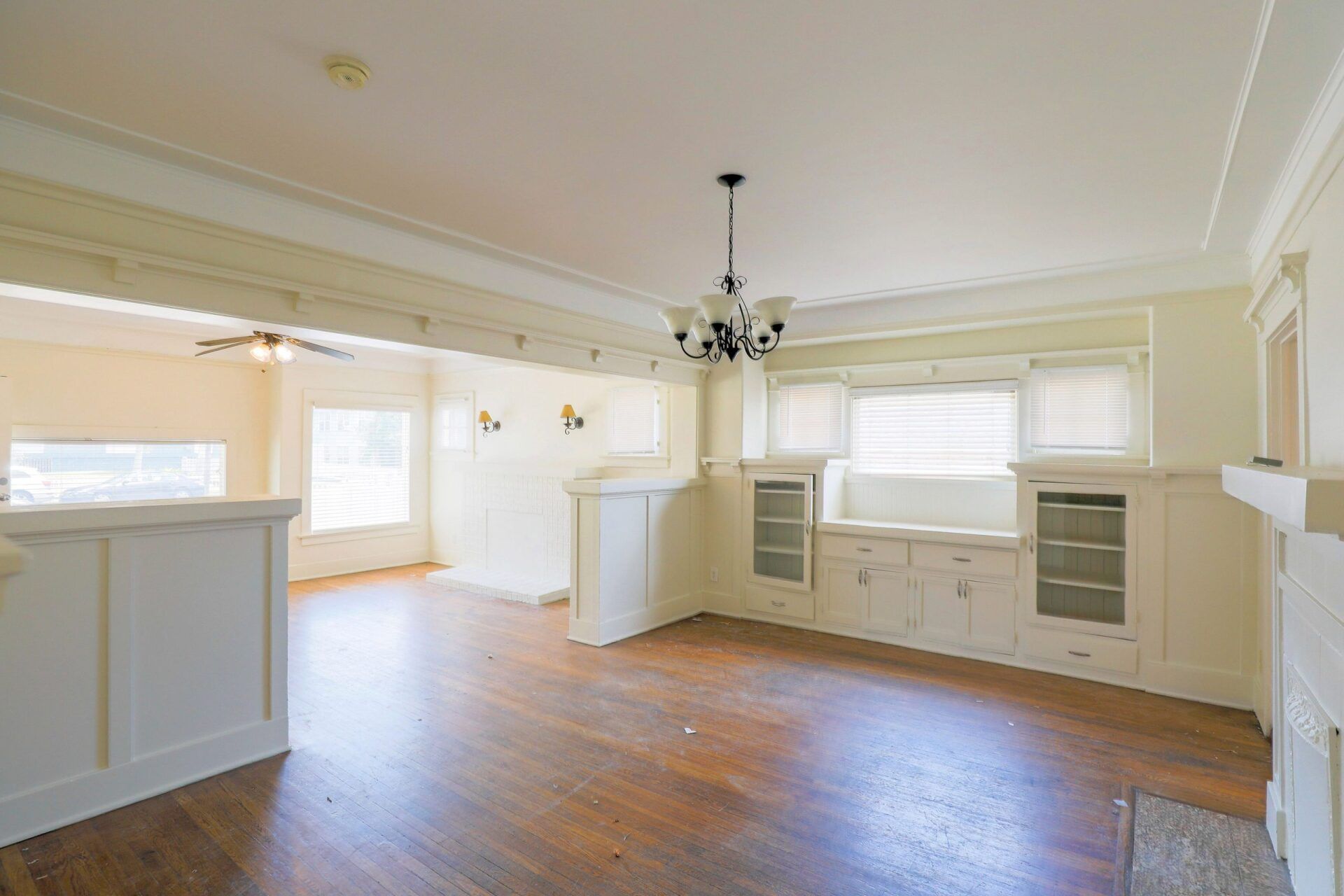 This image shows that the room has white and skin color theme