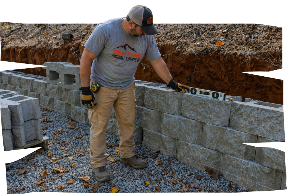 installing a concrete block retaining wall