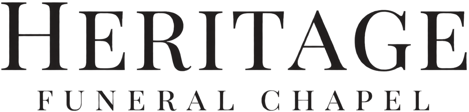 Heritage Funeral Chapel logo in black serif text on a white background