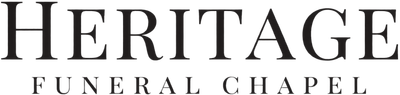 Heritage Funeral Chapel logo in black serif text on a white background