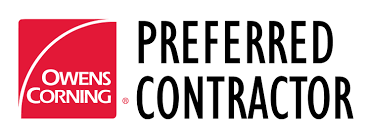 Owens Corning Preferred Contractor logo in red, black, and white