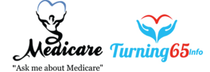 Medicare Turning 65 logo with “Ask me about Medicare” text and stylized heart graphic