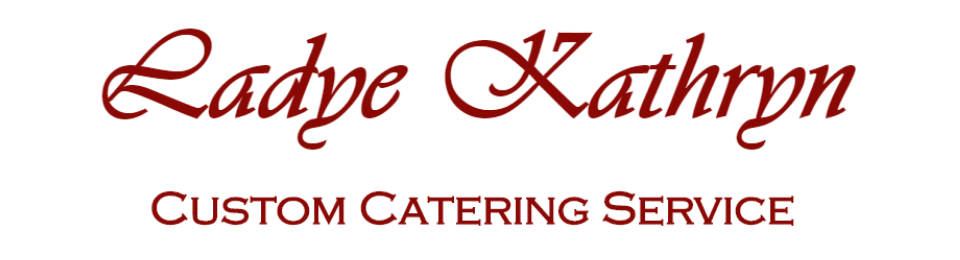 Lady Kathryn custom catering service logo in red script on a white background
