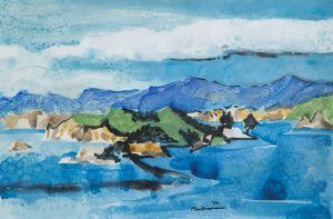 Bay of Islands II (1993) by Douglas MacDiarmid. Acrylic on gesso on rag paper 320 x 480 mm