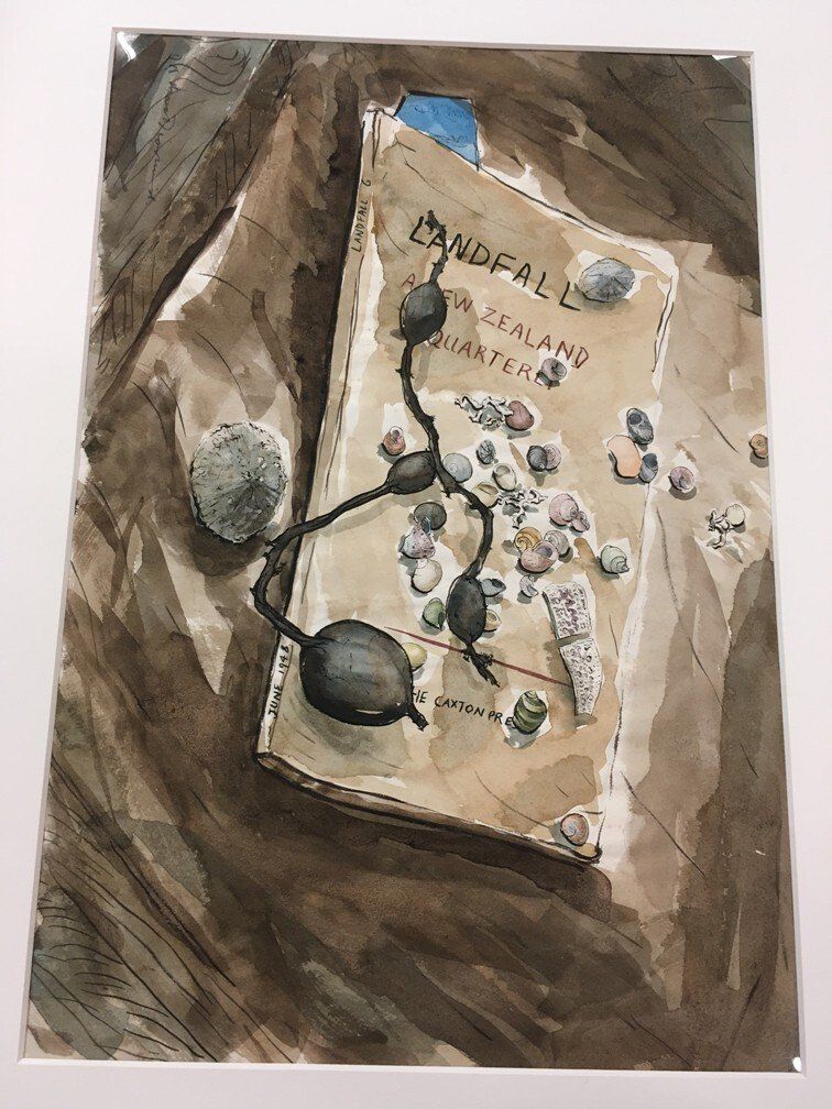 Landfall 1948 Watercolour Hocken Collection, Uare Taoka o Hakena, University of Otago, Dunedin