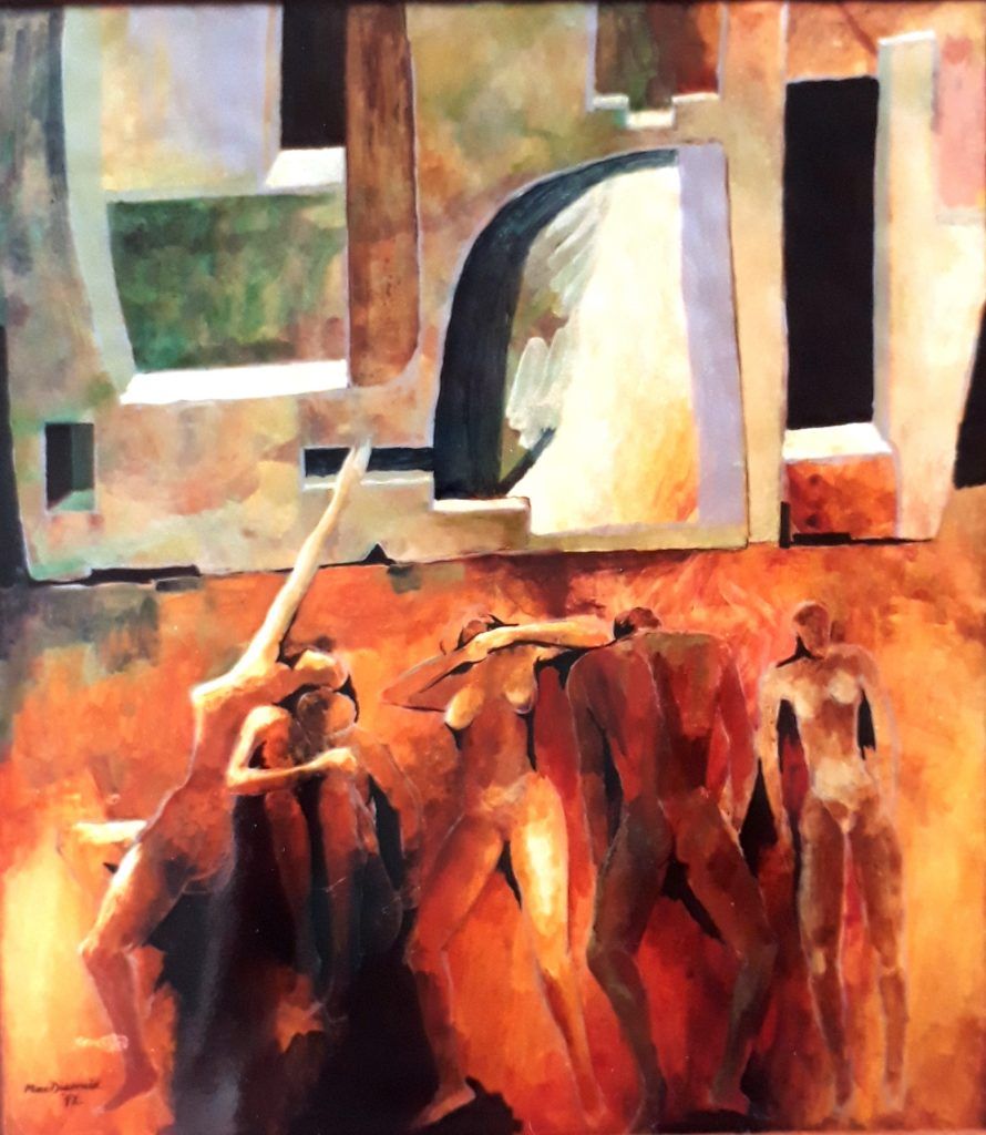 Megapolis I (1992) by Douglas MacDiarmid, acrylic on paper 53x60cm