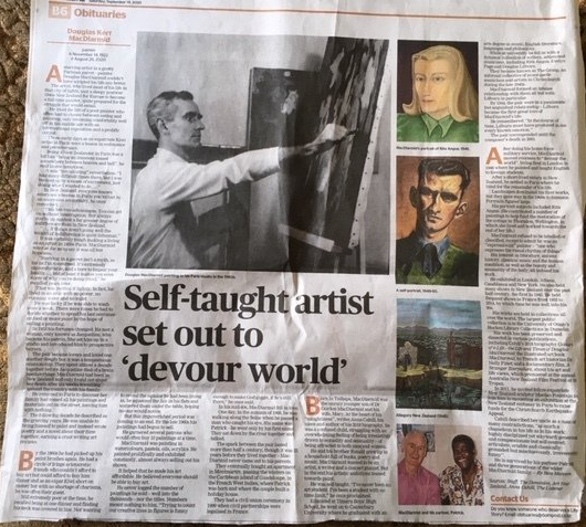 Dominion Post newspaper, Wellington News clipping of Douglas' article from the weekend Dominion Post newspaper, Wellington