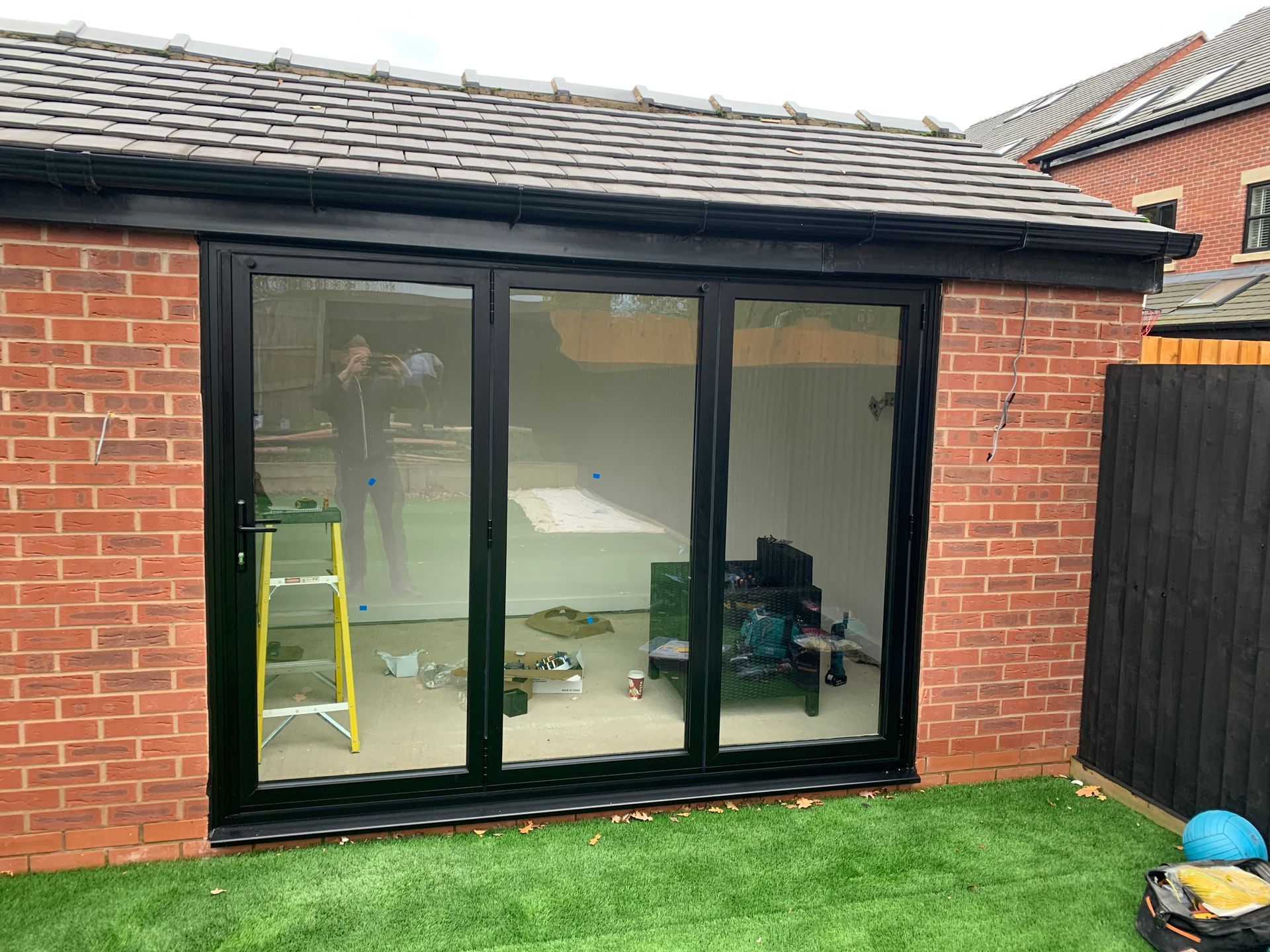 black aluminium bifolding doors in prestwhich whitefield