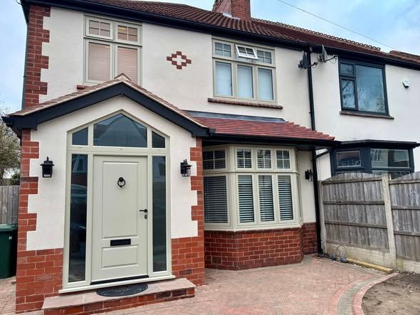 Modern property transformation in Middleton Manchester featuring a newly built porch, flush casement