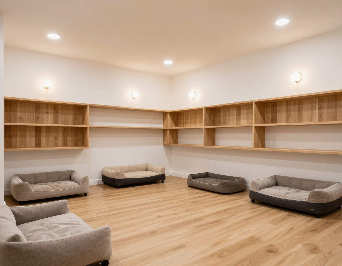 A clean and modern dog kennel facility