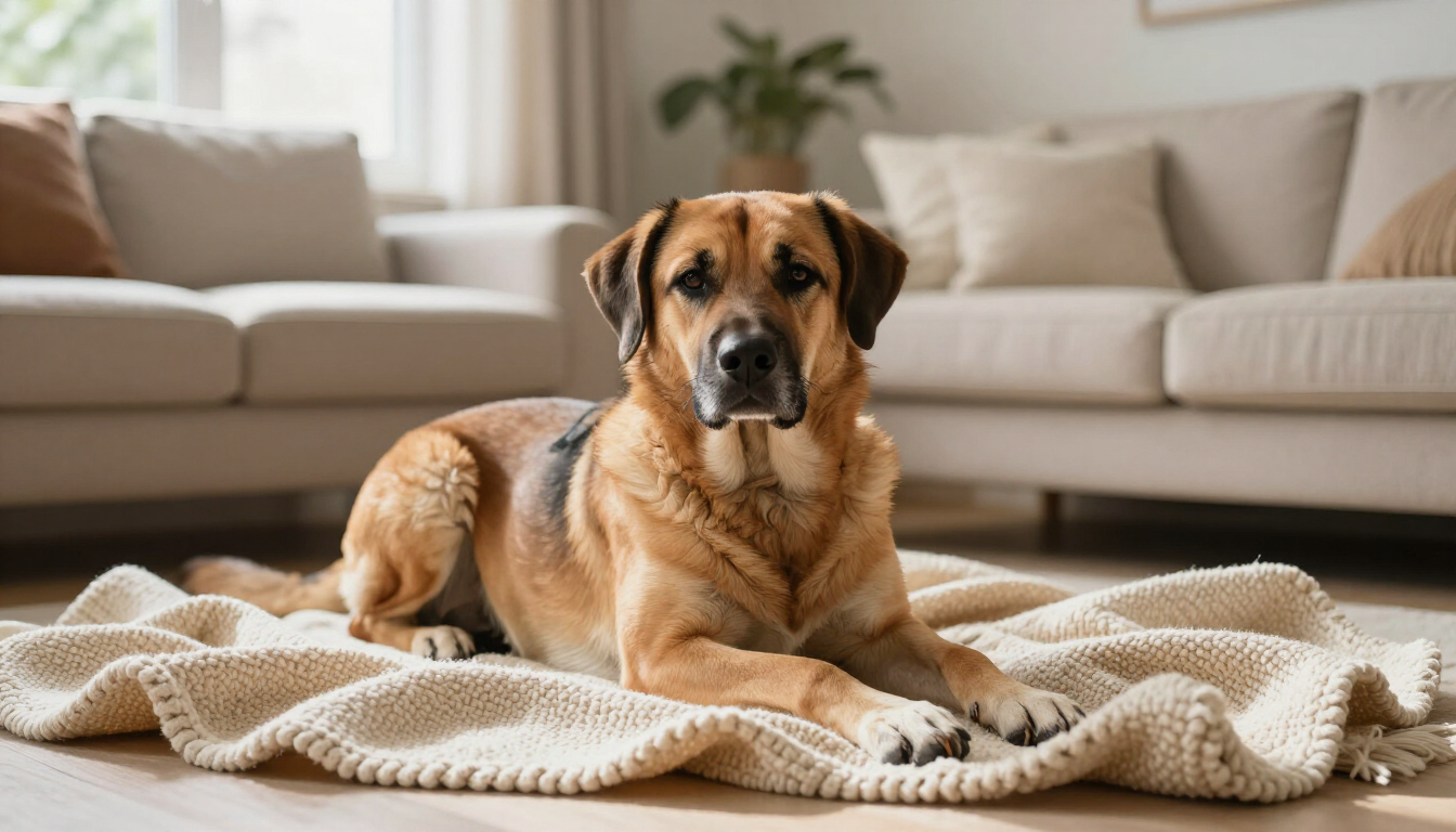 Rescue dog relaxing in a welcoming home
