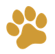 Golden-brown paw print icon on a white background