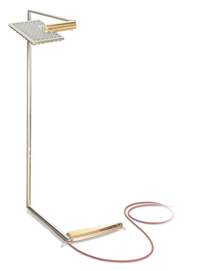 a lamp with a red cord attached to it on a white background .