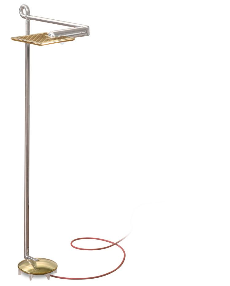 a floor lamp with a red cord attached to it on a white background .