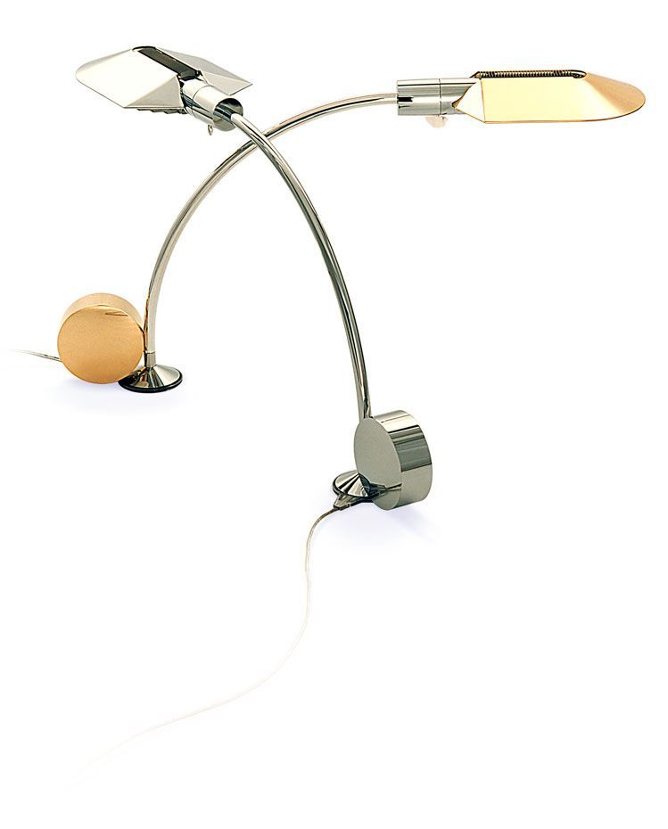 a lamp with two lights on a white background