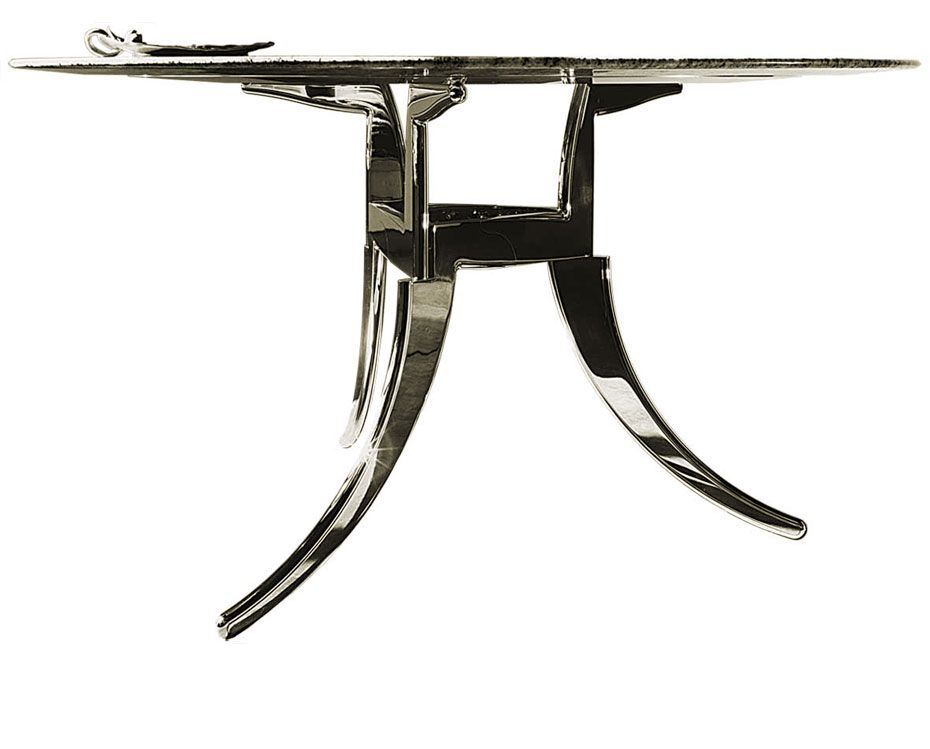 a black and white photo of a table with a tray on top of it .