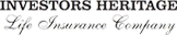 Investors Heritage Life Insurance logo in black serif text with a green line and script tagline.