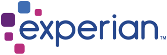 Experian logo in blue and purple with a stylized square icon