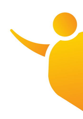 A yellow silhouette of a person with their arms outstretched