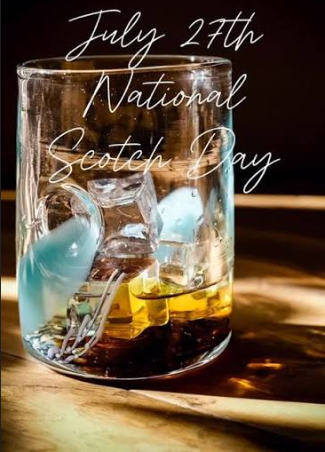 International Irish Whiskey Day graphic with three whiskey bottles on a white background with a dotted pattern.