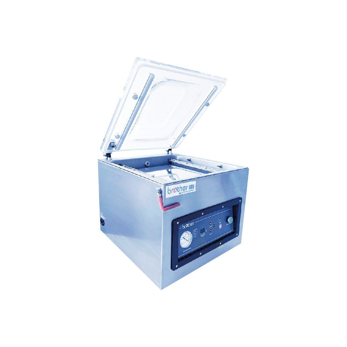Máquina selladora al vacío de acero inoxidable con panel de control.